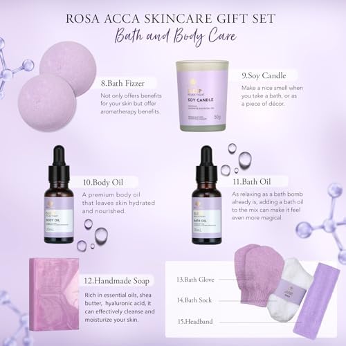 Gifts for Women, 30Pcs Lavender Skin Care Gift Set for Women, Bath & Body Gifts Basket Set, Home Spa Self Care Gift, Essential Oil, Anniversary, Face Serum, Pampering Gift, Birthday, Christmas, Wife - Image 7
