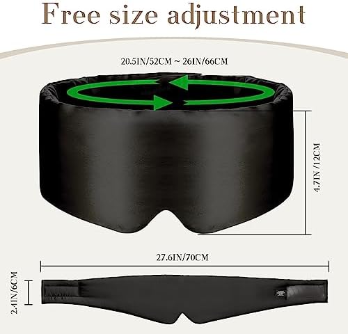 SECZIPE 100% Mulberry Silk Sleep Mask Eye Mask for Women Man with Adjustable Band, for Side Sleeper Blackout Sleep Mask for Travel Rest and Office Large Size (Black) - Image 5