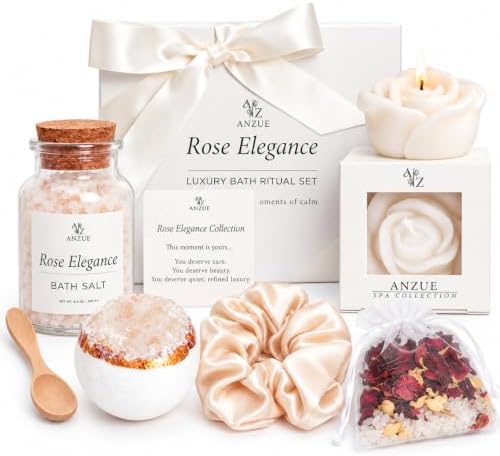 Rose Spa Gift Set for Women - Bath Spa Gifts with Candle, Bath Salt, Bath Bomb, Self Care Kit – Womens Birthday Gifts, Birthday Gift for Mom, Get Well Soon Gifts for Women, Mothers Birthday Gift by Unknown