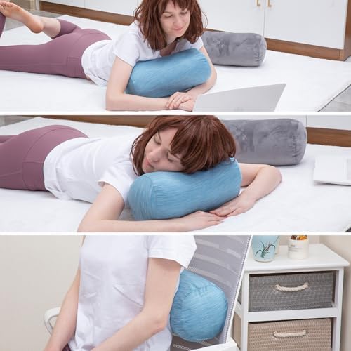 1 MIDDLE ONE Bolster Pillow with Removable Cooling Cover, Round Cylinder Neck Roll Pillow for Head, Back, Leg Support, Decorative Bed and Couch Pillow 16 x 6 Inches (Cooling Blue) - Image 4