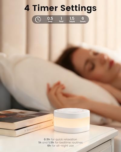 Glocusent White Noise Sound Machine with 44 Soothing Sounds 12 Colors Night Light Noise Machine for Baby Kids & Adults Sleep Machines, Sound Therapy for Home, Travel, Registry Gift - Image 6