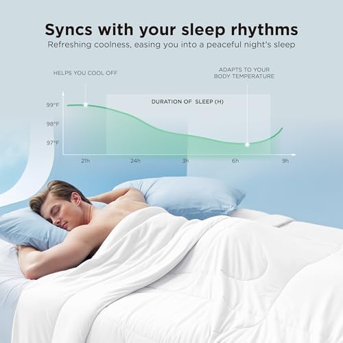 Bedsure Cooling Comforter Cal King - Cooling Blankets for Hot Sleepers, Lightweight Comforter for Summer with Dual-Sided Cool Tech, Soft Breathable Cold Blanket for Sleeping, White, 102x96 Inches - Image 2