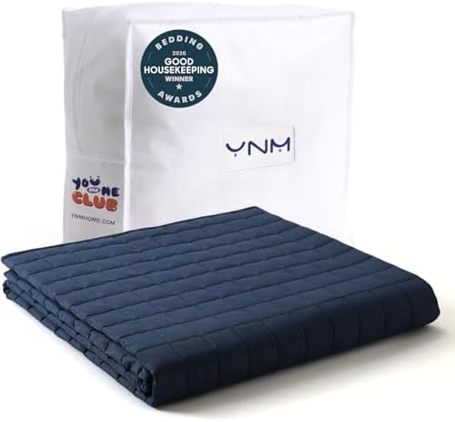 YnM Exclusive 40 lbs Weighted Blanket, Extra Heavy Cotton Bed Blanket for Two Persons, Ideal for Queen or King Bed (88x104 Inches, 40 Pounds, Navy) by YNM