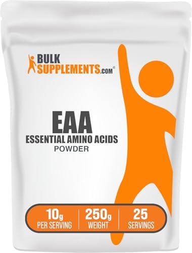 BulkSupplements.com Essential Amino Acids Powder - Essential Amino Acids Supplement, EAA Powder - Unflavored & Gluten Free, 10g per Serving, 250g (8.8 oz) (Pack of 1) by BULKSUPPLEMENTSCOM
