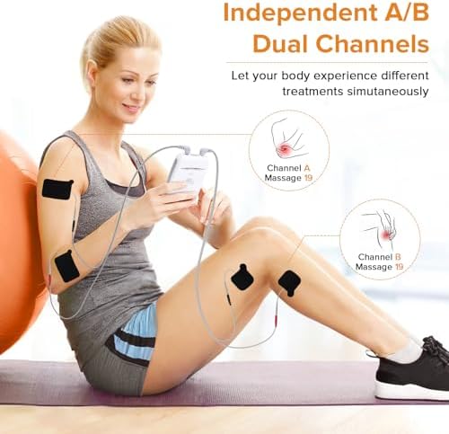 4 in 1 TNES Unit Muscle Stimulator Rechargeable Dual Channel EMS Muscle Massager Electronic Pulse Machine 36 Modes for Pain Relief Therapy,12 PCS TENS Unit Electrode Pads,Storage Case - Image 5