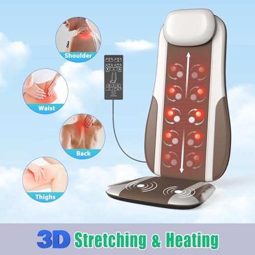 Shiatsu Back Massager with Heat, Massager Chair Pad for Pain Relief Deep Tissue with Smart Timer, Kneading Seat Cushion Vibration for Office, Home, and Travel Use - Image 4