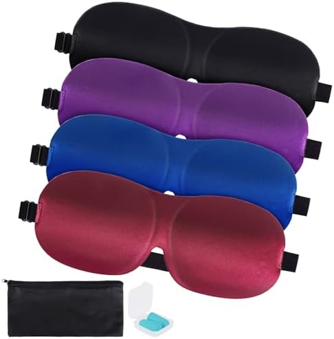4-Pack Eye Masks for Sleep with Adjustable Strap Comfortable Sleep Masks for Women and Man Night Sleep, Travel, Nap Red by Unknown