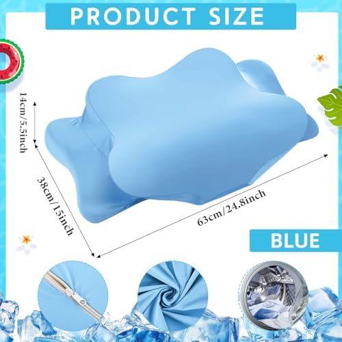 Hahafelt Cooling Cervical Neck Pillowcase,Blue,Queen Size - Image 2