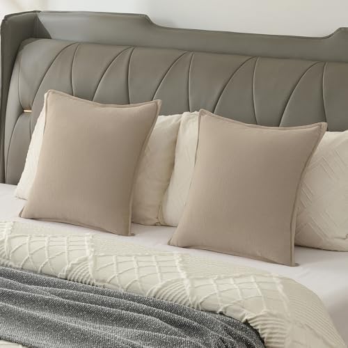 FUTEI Pack of 2 Chenille Throw Pillow Covers 26x26 Inch, Oatmeal - Image 6