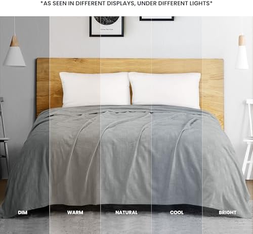 Utopia Bedding 100% Cotton Thermal Blanket Cool Grey Twin, 90x72 Inches - Image 4