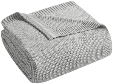 INK+IVY Bree Knit All Season Blanket Lightweight for Summer, Twin, Grey - Image 2