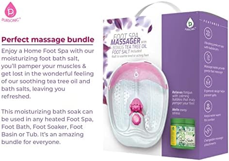 Pursonic Foot Spa Massager with Vibrating Bubbles & Tea Tree Oil Foot Salt Scrub with Epsom Salt 10oz Gift Set, Melts Away Stress and Revitalizes Tired Feet,Pink - Image 6