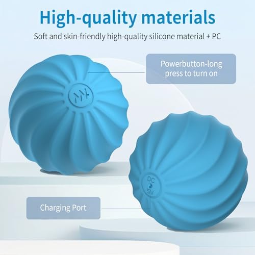 2.5" Mini Massage Ball, 10 Speeds Vibrating Massage Roller Ball for Palm, Hand, Foot, Leg, Neck, Back, Trigger Point Muscle Therapy Ball for Myofascial Release, Plantar Fasciitis Relief (Blue) - Image 2