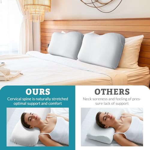 Mindsoft Cooling Sleep Cervical Neck Pillowcase (Only Pillowcase) Breathable Cold Pillow Cover for Side & Back Sleepers Orthopedic Cervical Shape(White) - Image 5