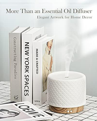 Essential Oil Diffuser - 280ml Ceramic Diffuser for Large Room & Commercial Use, 2.4MHz Aromatherapy Diffuser with Cool Mist Humidifier & Night Light, Ideal for Bedroom, Office, Yoga, Spa, Gifts - Image 5