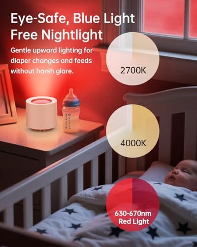 Dimmable Nursery Night Light: Red Light Therapy Sleep Sound Machine with 38 Soothing Sounds & Calming Womb Soother Memory Function, White Noise Sound Machine with Timer for Baby Adult Gift (Peach) - Image 4
