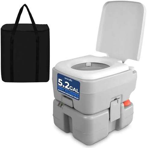 SereneLife Portable Toilet 5.3 Gal Camping Travel Outdoor Flush Toilet Seat by SereneLife