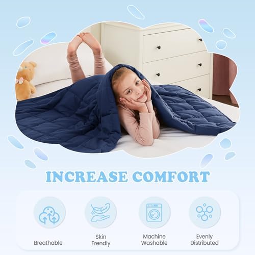 Weighted Blanket - 3 lbs Navy Blue Heavy Blanket - Small Size Breathable Lap Blanket(36"x48", 3 lbs) - Image 5