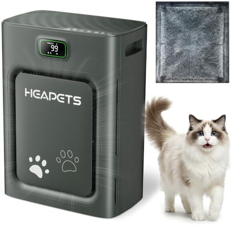 Pet Air Purifier for Home Large Room 2500 Sq Ft, H13 HEPA Double-Sided Filter with Washable Pre-filter, Adsorbs Pet Hair Dander Odor Allergies Smoke Dust,PM2.5 Air Quality Monitor,Auto Mode,P358 Black by Heapets
