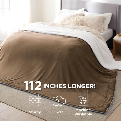 Bedsure GentleSoft Sherpa Fleece Cal King Blankets for Bed, Non-Heated, Thick and Warm Oversized Throw for Women and Men, Soft Fuzzy Plush Large Blanket for Winter, Camel, 112x98 Inches - Image 3