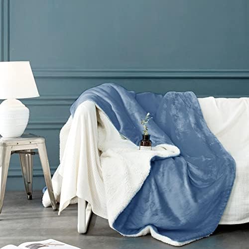 LBRO2M Sherpa Fleece Bed Blanket Twin Size,Super Soft Fuzzy Plush Warm Cozy Fluffy Microfiber Couch Throw Velvet Double Reversible Luxurious Blankets (Light Blue,Twin(65x90 Inches)) - Image 3
