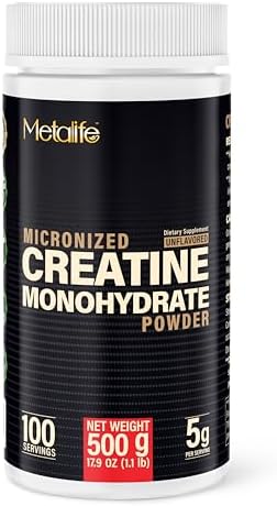 100% Pure Creatine Monohydrate Powder 100 Servings, Canada-Made, Micronized Powder, Muscle Growth, Unflavored, Ideal for Athletes & Fitness Enthusiasts, Third Party lab Tested, Vegan, 500 g by CreatineCollagenWhey