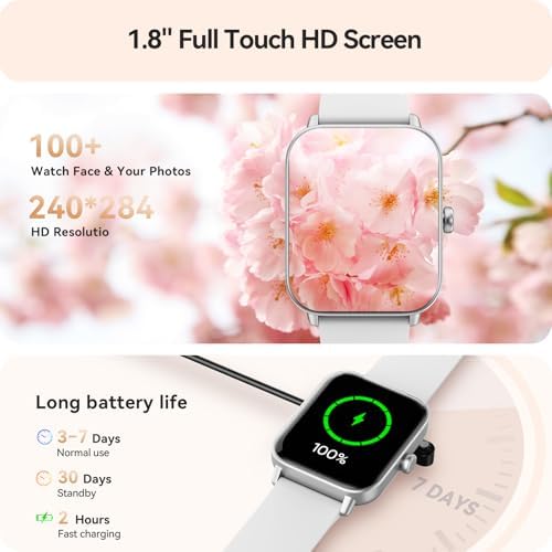 Gydom Smart Watches for Women Men [Alexa Built-in, 1.8"] Smartwatch with Heart Rate/SpO2/Sleep/Stress, 101+ Sports Modes, IP68 Waterproof, Pedometer Fitness Tracker for iOS Android Phones, White - Image 5