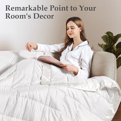 downluxe Weighted Blanket Queen Size, 15 lb Weighted Blanket with Glass Beads for All Season, Machine Washable Heavy Blanket (Ivory, 90 X 90 Inch) - Image 7