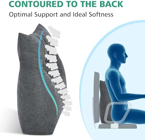 Shinnwa Lumbar Support Pillow for Office Chair, Memory Foam Back Support Pillow for Back Pain Relief, Car, Chair and Couch, 17.5x15x4.5in, Charcoal - Image 4