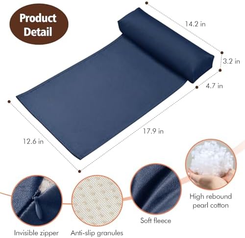 WdFour Velvet Neck & Head Pillow for Recliner Chair, Small Ergonomic Cervical Support Pillow for Home, Office and Travel, Non-Slip Cushion for Tension Relief & Shoulder Comfort (Navy Blue) - Image 3