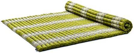 Leewadee - Foldable Floor Mattress - Japanese Roll Up Futon -Trifold Tatami Mat- Guest Floor Bed - Camping Mattress - Thai Massage Mat, Kapok Filled, 75 x 57 inches, Green - Image 4