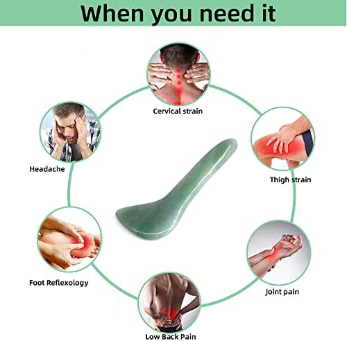 Gua Sha Facial Tool Natural Jade Stone Massage Board Tools for SPA Acupuncture Therapy Trigger Point Treatment, Gua Sha Scraping - Image 4
