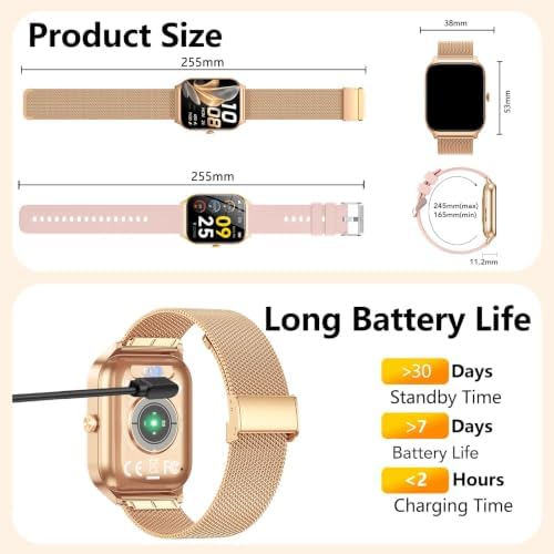 Smart Watch for Women with Bluetooth Calling, Fashion Fitness Tracker, 1.85" HD Touch Screen, AI Voice Assistant, Heart Rate Sleep Monitor, 120+ Sports Modes, Compatible with Android iPhone, 2 Bands - Image 6