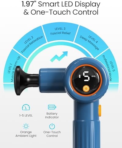 NAPRE Massage Gun with Extension Handle and 3 Adjustable Angles,Deep Tissue Back Massage for Neck/Shoulders/Waist/Legs/Body Pain Relief,Handheld Percussion Muscle Massager with Portable Case,Blue - Image 4