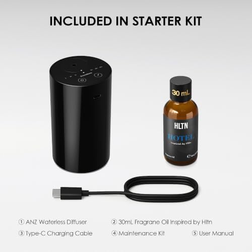 ANZ Waterless Essential Oil Diffuser Starter Kit, Black - Image 6