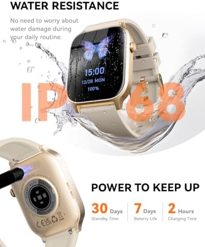 Smart Watches for Women Men, Fitness Tracker Watch with 110 Sports Modes, Step Counter/Sleep Monitor/Pedometer, IP68 Waterproof, Bluetooth Call & Music Control Smartwatch for iPhone/Android,Gold - Image 6
