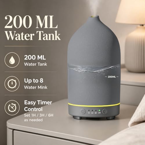 Gooamp 200ML Ceramic Essential Oil Diffuser for Home, Stone Diffuser - Image 3