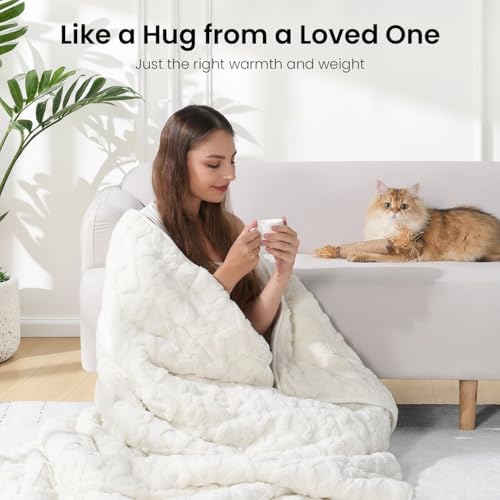 Drewin Weighted Blanket 15lbs Queen Size for Adults,Cream White,60" x 80" - Image 5