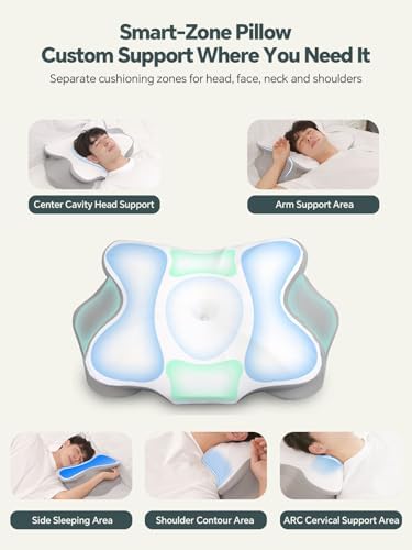 Cervical Neck Pillow for Sleeping, Ergonomic Side Sleeper Pillows for Adults, Cooling Neck Support Pillow for Neck and Shoulder Pain Relief (1 Pack) - Image 2