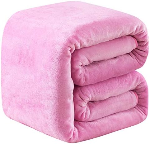 Fleece Twin Size Summer Blanket All Season 350GSM Lightweight Throw for The Bed Extra Soft Brush Fabric Winter Warm Sofa Blanket 66" x 90"(Pink Twin) by RICHAVE