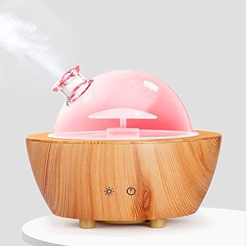 Glass Essential Oil Diffuser Wood Grain Base, 280ml Aromatherapy Diffusers Cool Mist Humidifier, LED Light in 7 Colors with Waterless Auto-Off Protection, for Office, Home, Yoga, Spa by HSLZOMI