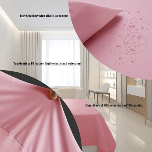 Pink Lash Bed Cover PU Leather Massage Table Cover Waterproof&Wipeable Protective Cover for Eyelash Extension Bed/Salon Massage Bed/Spa Bed, Odorless and High Elasticity Vegan Lash Bed Topper(6FT) - Image 3
