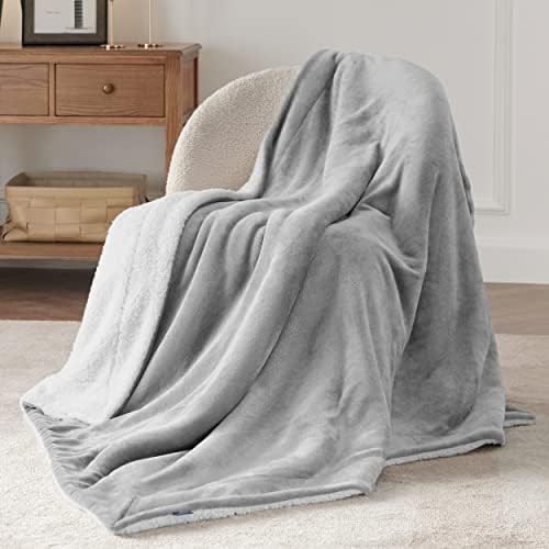 Bedsure GentleSoft Sherpa Fleece Throw Blanket for Couch, Non-Heated, Thick and Warm Throw for Women and Men, Soft Fuzzy Plush Blanket for Winter, Light Grey, 50x60 Inches - Image 3