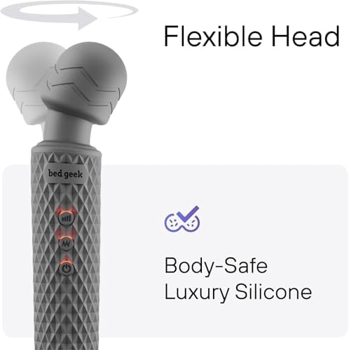 bed geek Handheld Cordless Personal Wand Massager – Waterproof, USB Rechargeable, 20 Vibration Patterns, 8 Speeds, Memory Feature, Skin-Soft Silicone for Ultimate Relaxation Tool - Image 4