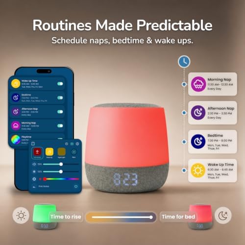 Babysense Baby Sound Machine with Night Light for Sleeping - Smart Portable Nursery White Noise Machine for Babies & Kids, Free App, No Subscription, 28 Sounds, Ok-to-Wake Alarm Clock, Sleep Timer - Image 6