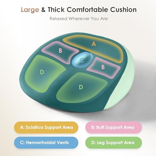 FLORICH Large Car Seat Cushion for Long Sitting, Ergonomic Memory Foam Driving Seat Cushion for Back & Sciatica Pain Relief, Non-Slip Washable Seat Cushion for Car, Driver, Office-Green - Image 5