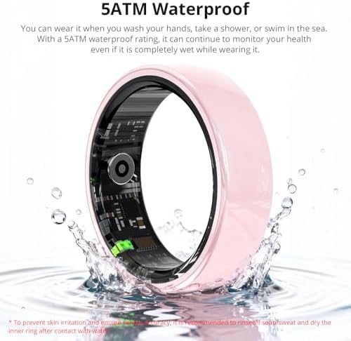 Smart Ring for Women, Health Tracker & 5ATM, COLMI R02. (Pink Ceramic, 9#) - Image 6