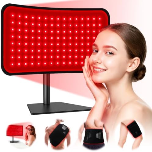 Red Light Therapy for Face & Body, 2-in-1 Red Light Panel with Belt, 660nm Red Light and 850nm Infrared Red Light Therapy Lamp, Remote Control, Adjustable Brightness & Timer for Skin Care & Relaxation by Puroth