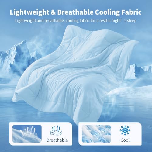 MASVIS Cooling Comforter Queen Size, Cooling Blanket for Hot Sleepers Lightweight Summer Blanket with Double-Sided Cold Tech Fabric,Breathable Cold Blanket,Light Blue,90"X90" - Image 3