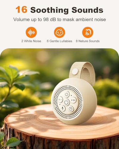 White Noise Sound Machine with Voice Recording, 16 Soothing Sounds Portable Noise Machine, Night Light, Timer, Rechargeable White Noise Machine for Sleeping Nursery Home Office Travel - Image 2